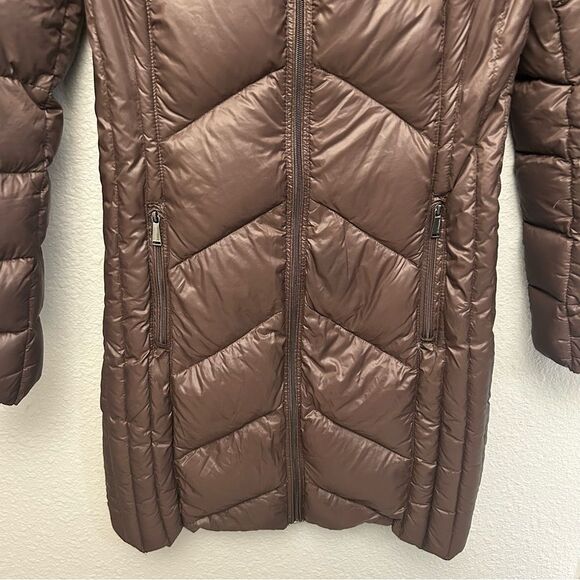 BCBGENERATION Hooded Puffer Down Packable Jacket Chocolate Brown Size XS - Picture 3 of 15